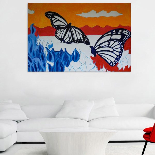 Canvas Painting - Beautiful Butterflies Art Wall Painting for Living Room