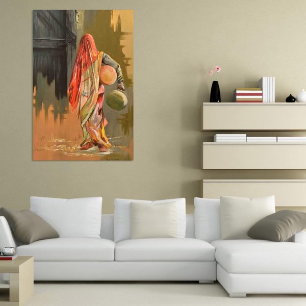 Canvas Painting - Beautiful Lady In Village Art Wall Painting for Living Room