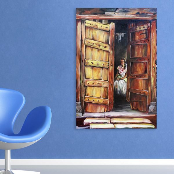 Canvas Painting - Beautiful Lady In Village Art Wall Painting for Living Room