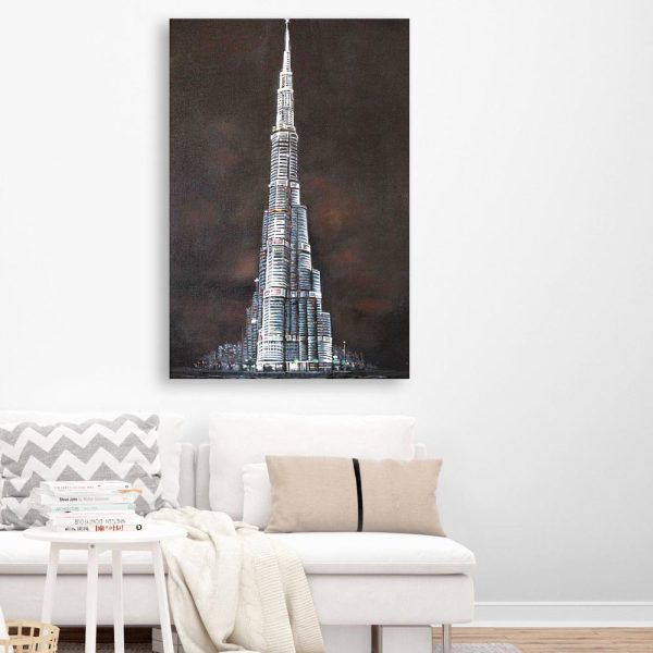 Canvas Painting - Beautiful Burj Khalifa Architectural Art Wall Painting for Living Room