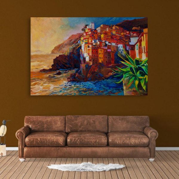 Canvas Painting - Beautiful Sea Shore Art Wall Painting for Living Room