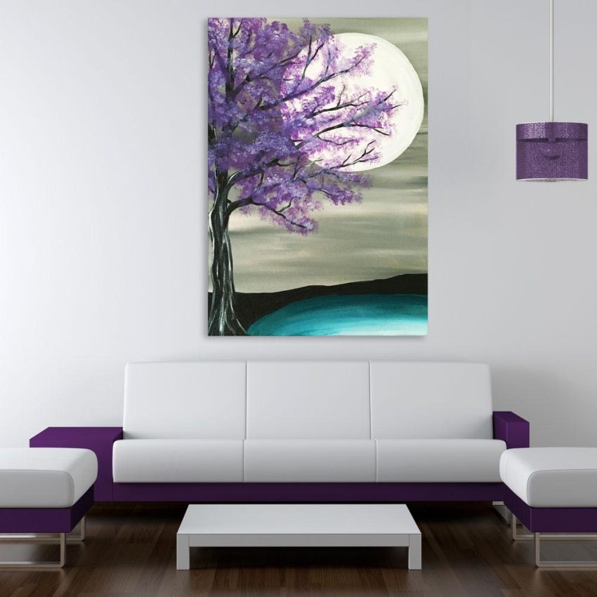 Canvas Painting - Beautiful Tree At Night Art Wall Painting for Living Room