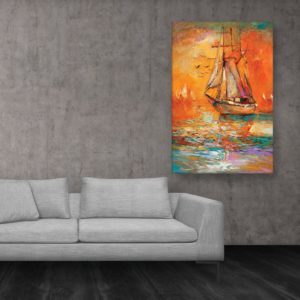 Canvas Painting - Beautiful Ship In Ocean Art Wall Painting for Living Room