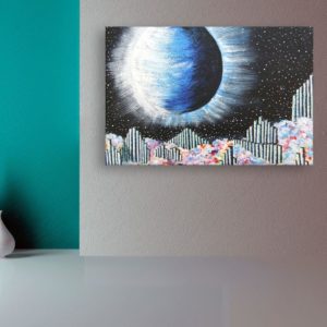 Canvas Painting - Beautiful Moon At Night Art Wall Painting for Living Room