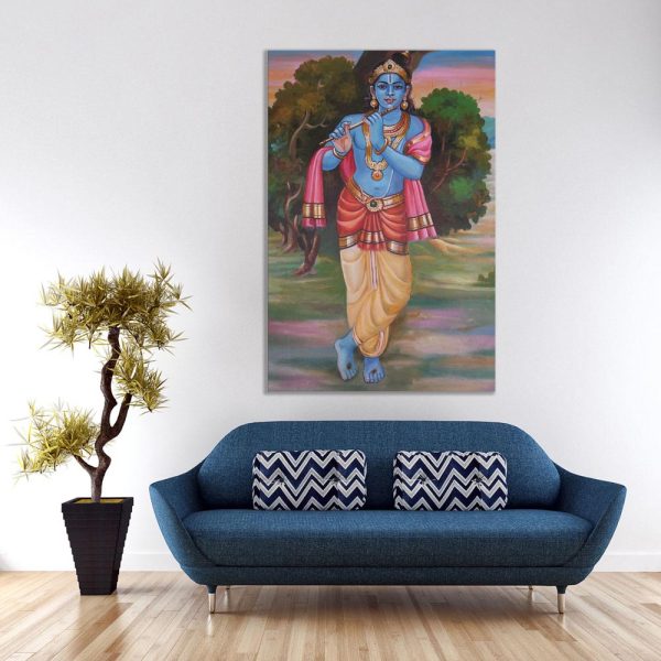 Canvas Painting - Lord Krishna Art Modern Wall Painting for Living Room