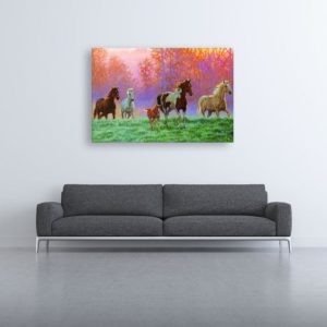 Canvas Painting - Beautiful Horses Running Art Vastu Wall Painting for Living Room