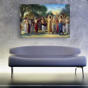 Canvas Painting - Beautiful Lord Krishna With Followers Art Wall Painting for Living Room
