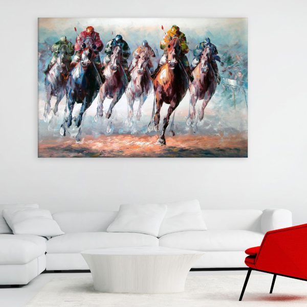 Canvas Painting - Horse Racing Illustration Art Wall Painting for Living Room
