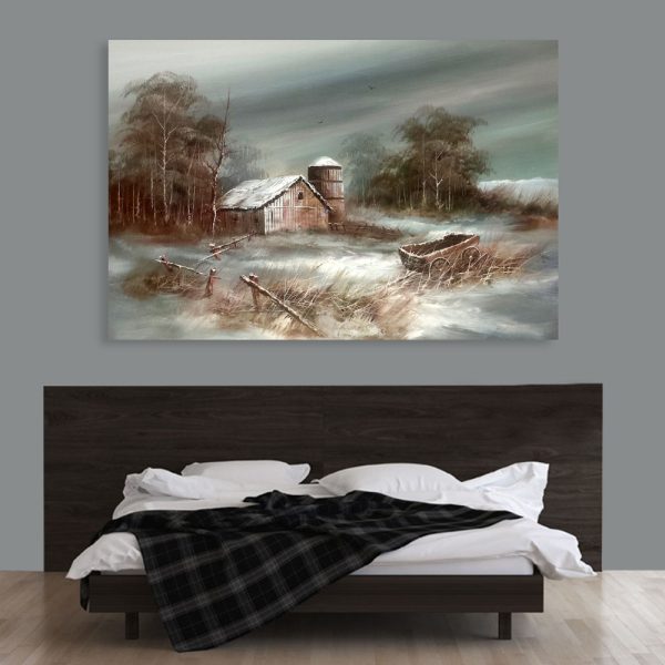 Canvas Painting - Beautiful Village Scene Art Wall Painting for Living Room