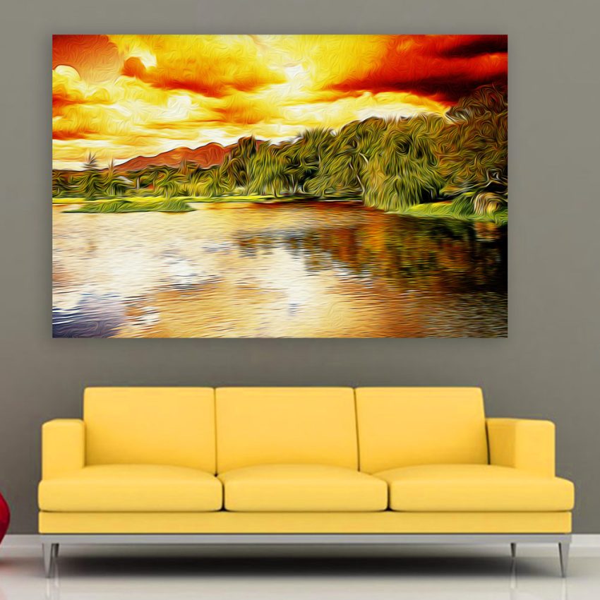 Canvas Painting - Beautiful Lake Art Wall Painting for Living Room