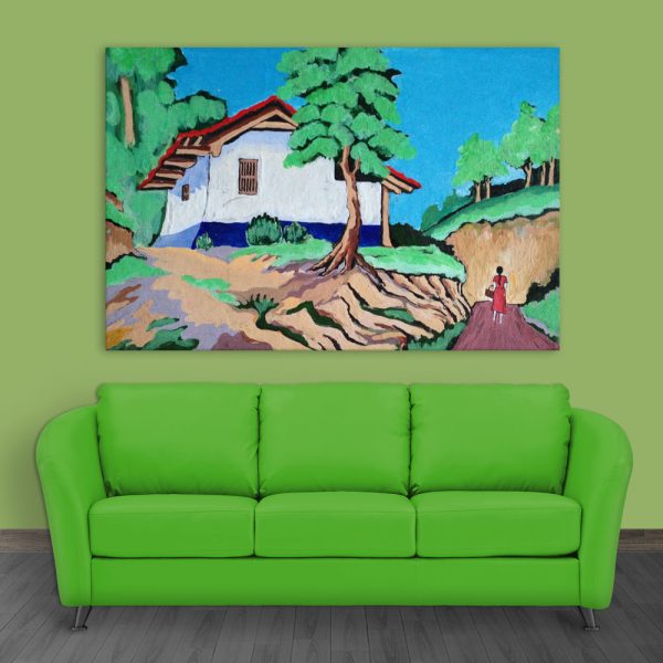 Canvas Painting - Beautiful Village Scene Art Wall Painting for Living Room