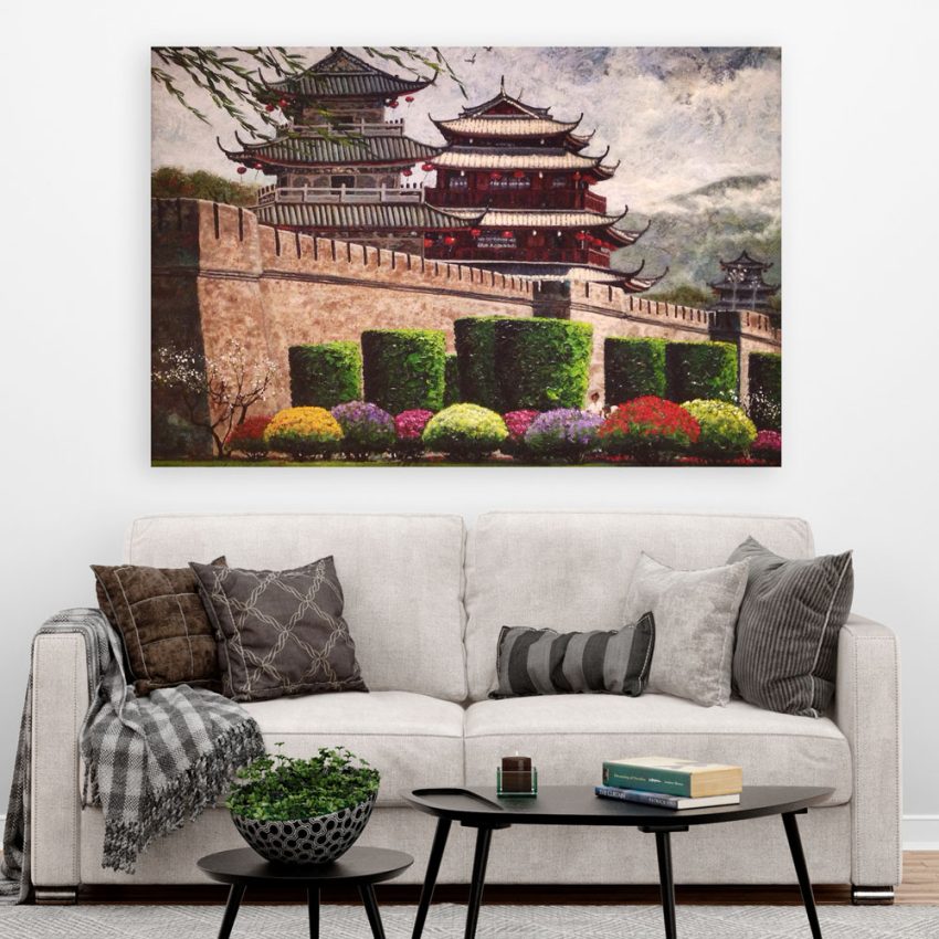 Canvas Painting - Beautiful Buddhist Monastery Art Wall Painting for Living Room