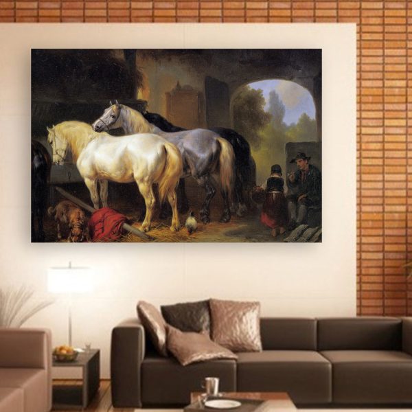 Canvas Painting - Beautiful Horses Stable Art Wall Painting for Living Room