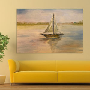 Canvas Painting - Beautiful Boat In Lakes Art Wall Painting for Living Room