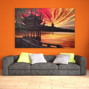 Canvas Painting - Beautiful Buddhist Monastery Art Wall Painting for Living Room