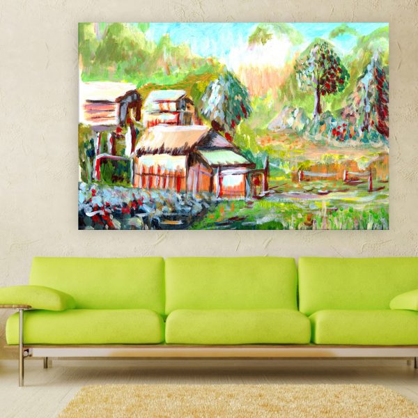 Canvas Painting - Beautiful Village Illustration Art Wall Painting for Living Room