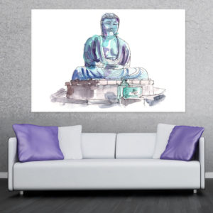 Canvas Painting - Great Buddha of Kamakura Statue Illustration Art Wall Painting for Living Room