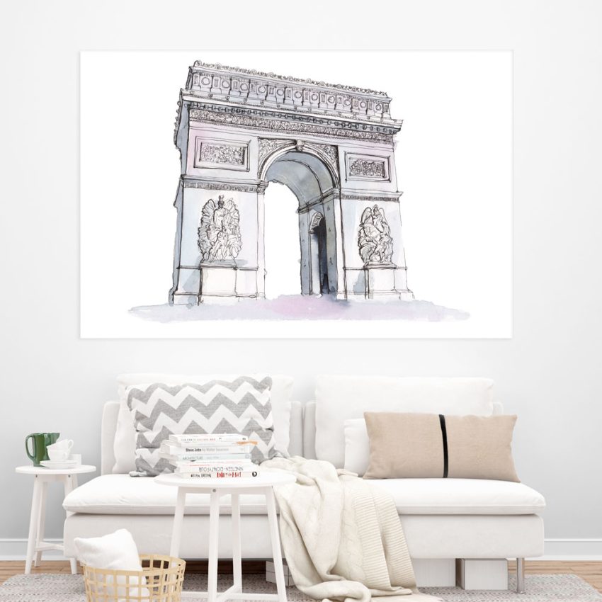 Canvas Painting - Arc De Triomphe Illustration Art Wall Painting for Living Room