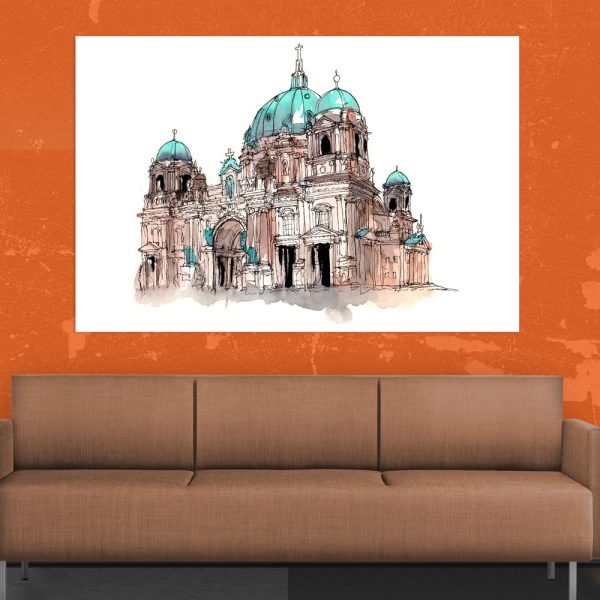 Canvas Painting - Berlin Cathedral Illustration Art Wall Painting for Living Room