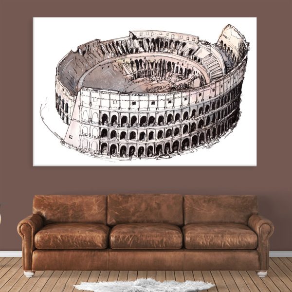 Canvas Painting - Colosseum Rome Italy Illustration Art Wall Painting for Living Room
