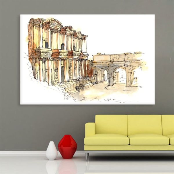 Canvas Painting - Ephesus Turkey Illustration Art Wall Painting for Living Room