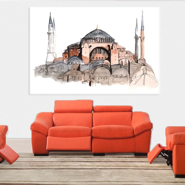 Canvas Painting - Hagia Sophia Turkey Illustration Art Wall Painting for Living Room