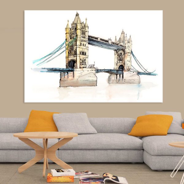 Canvas Painting - London Bridge UK Illustration Art Wall Painting for Living Room