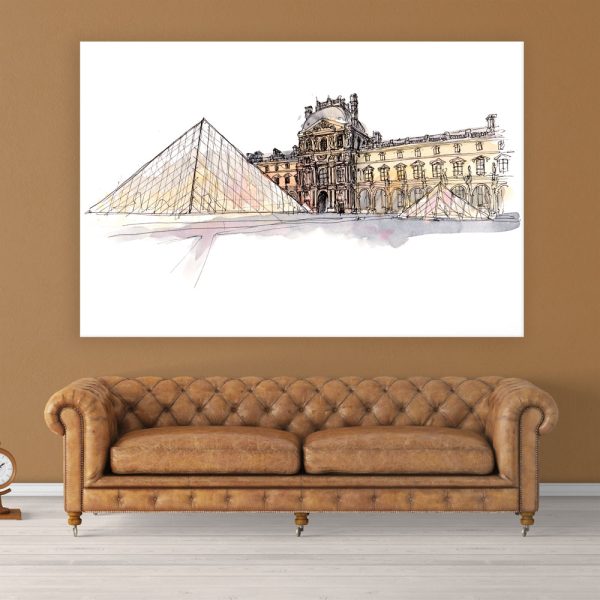 Canvas Painting - Louvre Museum Paris Illustration Art Wall Painting for Living Room