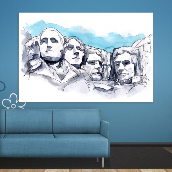 Canvas Painting - Mount Rushmore Illustration Art Wall Painting for Living Room
