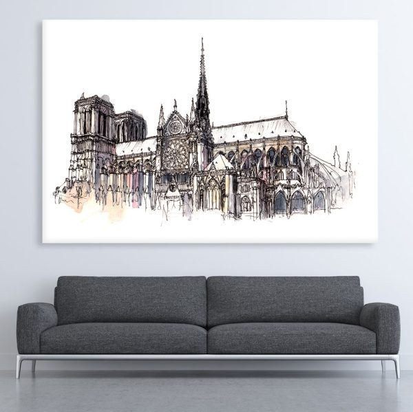 Canvas Painting - Notre-Dame Cathedral Illustration Art Wall Painting for Living Room