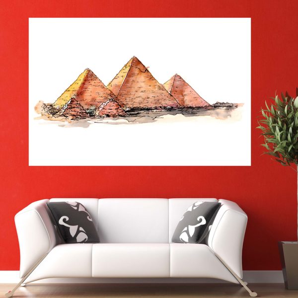 Canvas Painting - Piramids of Giza Illustration Art Wall Painting for Living Room