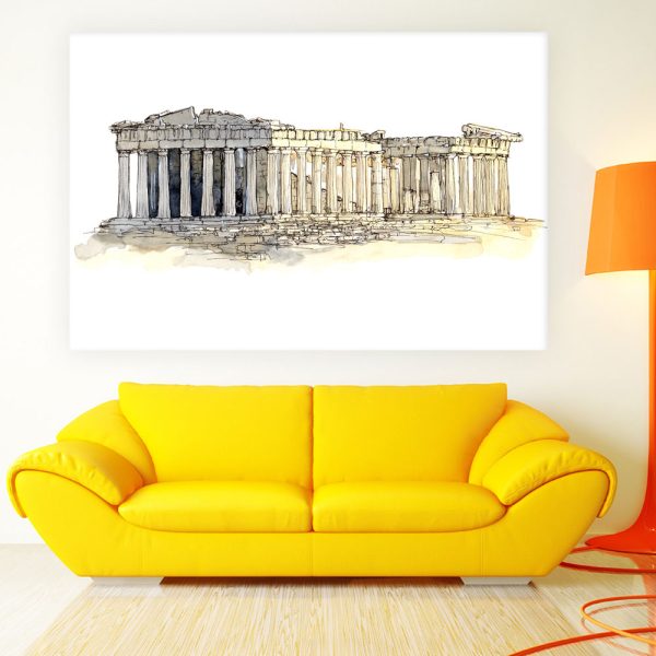Canvas Painting - The Acropolis of Athens Illustration Art Wall Painting for Living Room