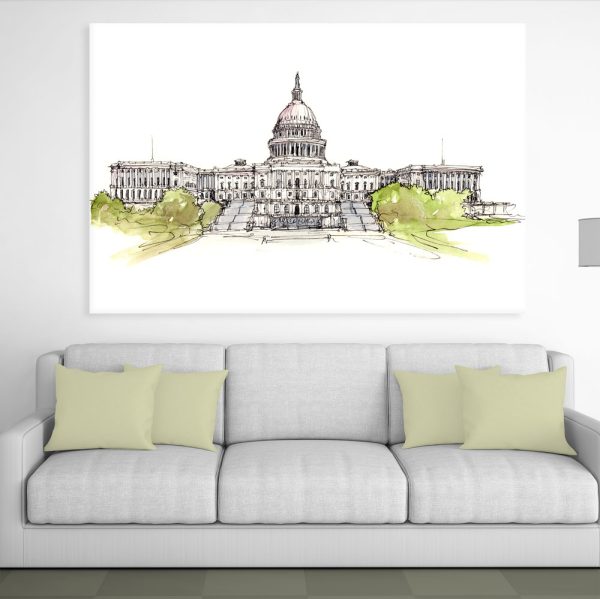 Canvas Painting - United States Capitol Complex Illustration Art Wall Painting for Living Room