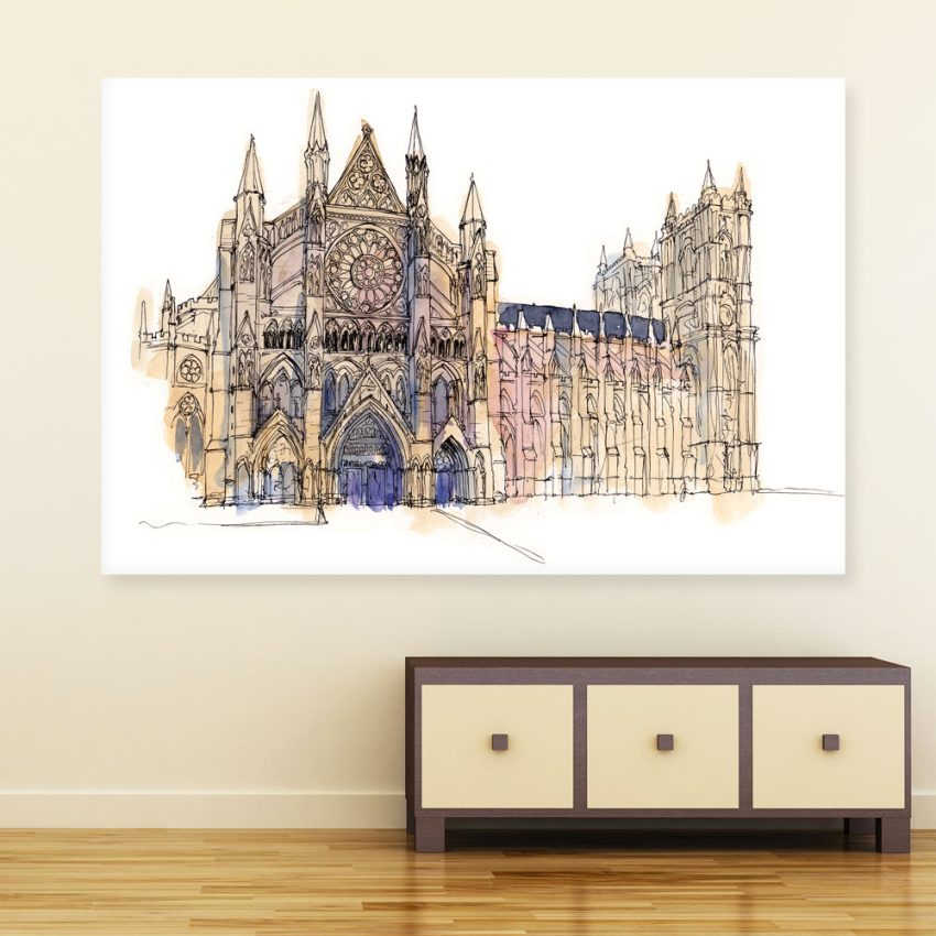 Canvas Painting - Westminster Abbey London Illustration Art Wall Painting for Living Room