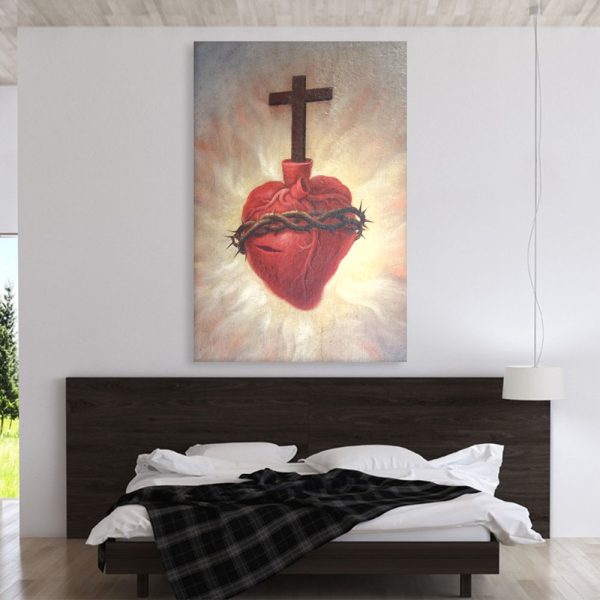 Canvas Painting - Beautiful Sacred Heart Jesus Art Wall Painting for Living Room