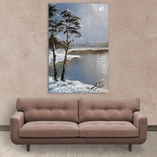 Canvas Painting - Beautiful Lake In Winters Art Wall Painting for Living Room