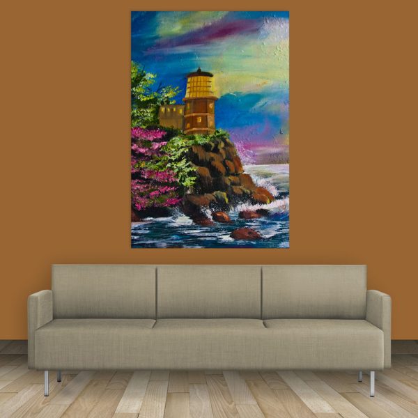 Canvas Painting - Beautiful Lake Shore Art Wall Painting for Living Room