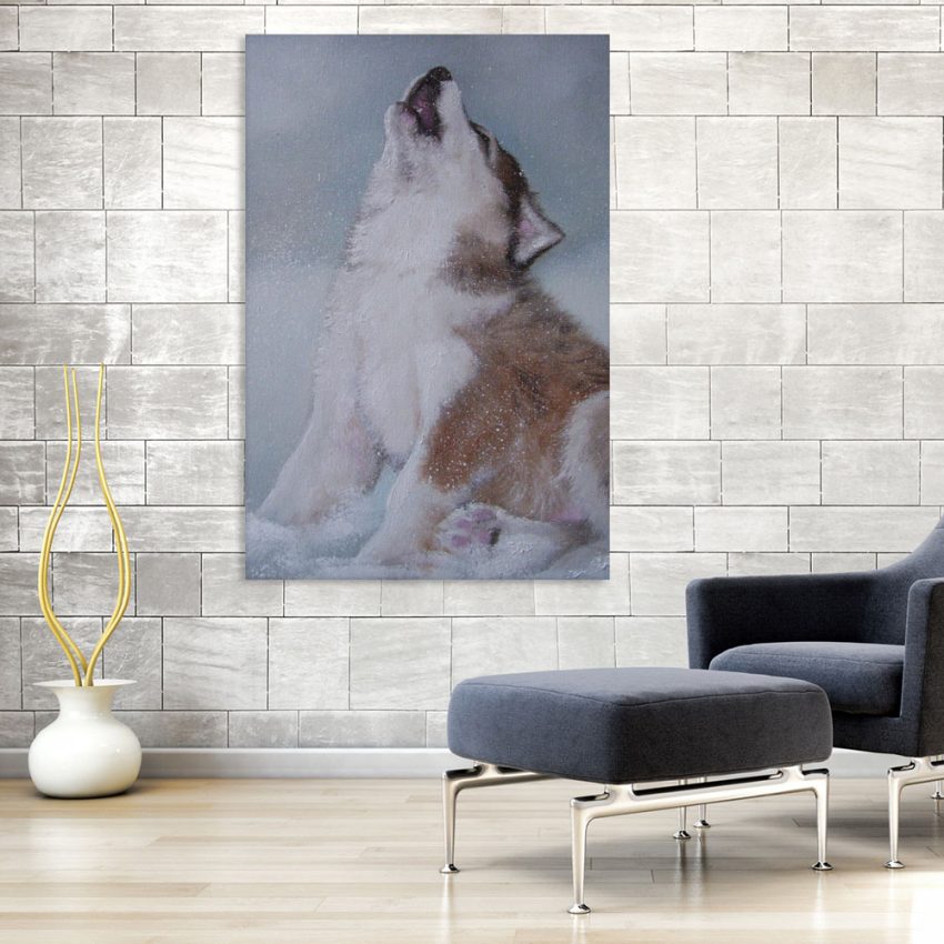 Canvas Painting - Beautiful Wolf Howling Art Wall Painting for Living Room