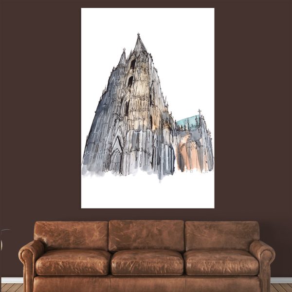 Canvas Painting - Cologne Cathedral Illustration  Art Wall Painting for Living Room