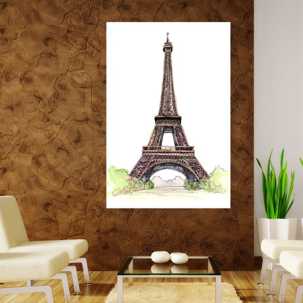 Canvas Painting - Eiffel Tower Paris Illustration Art Wall Painting for Living Room