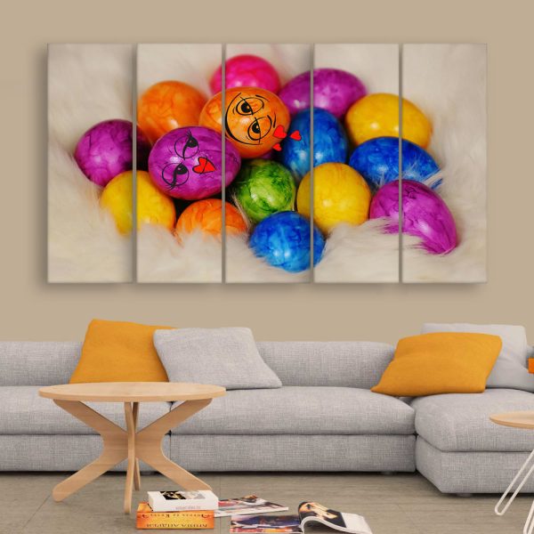 Multiple Frames Colorful Easter Eggs Wall Painting for Living Room
