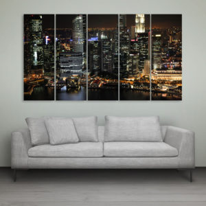 Multiple Frames Beautiful Skyscrapers Wall Painting for Living Room