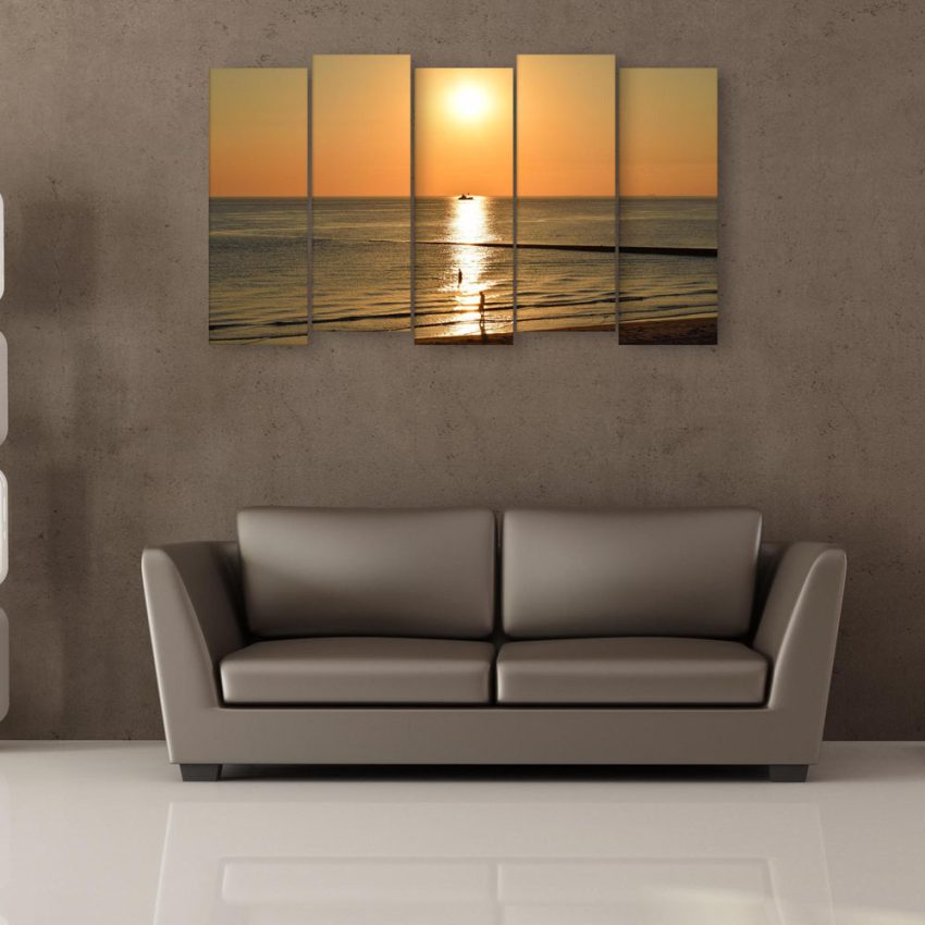 Multiple Frames Beautiful Sea Sunset Wall Painting for Living Room