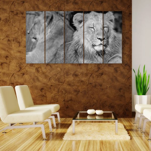 Multiple Frames Beautiful Lion Wall Painting for Living Room
