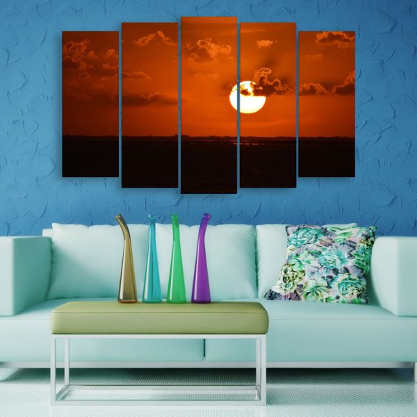 Multiple Frames Beautiful Sunset Wall Painting for Living Room