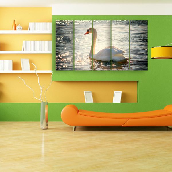 Multiple Frames Beautiful Swan Wall Painting for Living Room