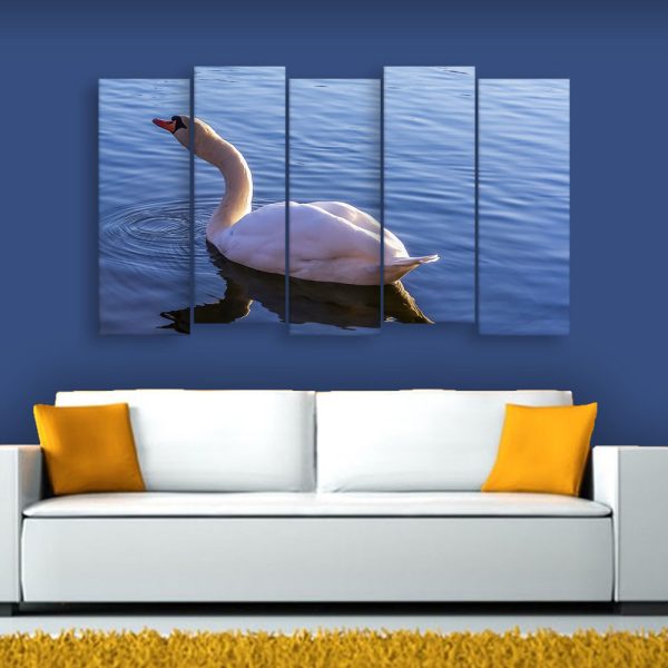 Multiple Frames Beautiful Swan Wall Painting for Living Room