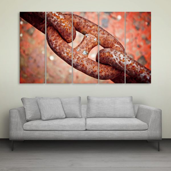 Multiple Frames Rusted Chain Wall Painting for Living Room