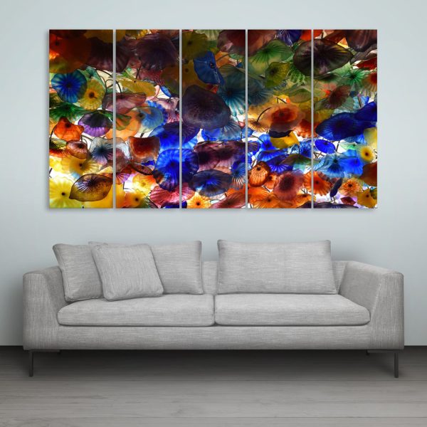 Multiple Frames Colorful Flowers Wall Painting for Living Room