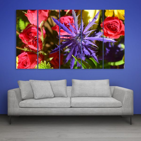 Multiple Frames Beautiful Flowers Wall Painting for Living Room